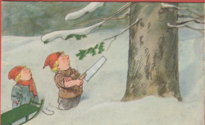 R Högfeldt Tontut puun kaadossa