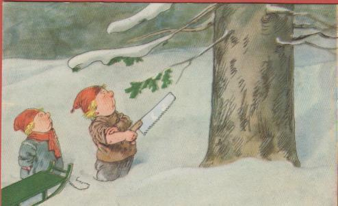 R Högfeldt Tontut puun kaadossa