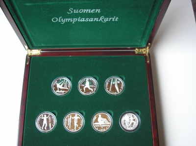 Hopeamitali sarja "Suomen Olympiasankarit" (7kpl) ag .925