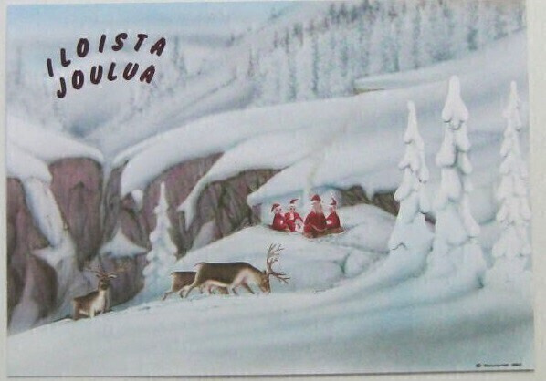 Porot ja tontut vuorilla Joulukortti