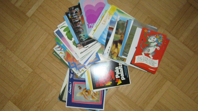 Puolikiloa Postin ja Postipankin kortteja 1980 - 1990-luv.