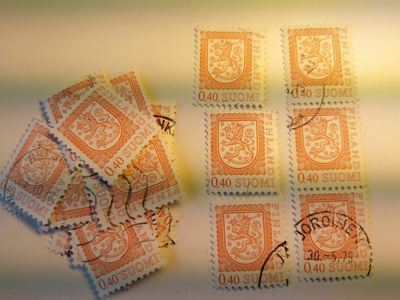 Malli 1975 Vaakuna oranssi postimerkki 0,40 markka