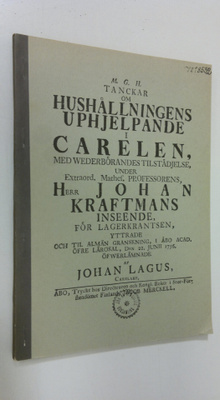 Johan Lagus : Ajatuksia talouselämän kohentamiseksi Karja...