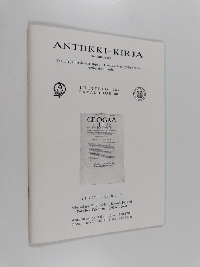 Antikvaarisia kirjoja : luettelo no 16