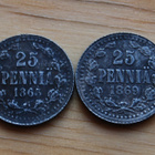 Aleksanteri II, 25 penniä 1865, 1869, Jetonit - pikkukuva 1