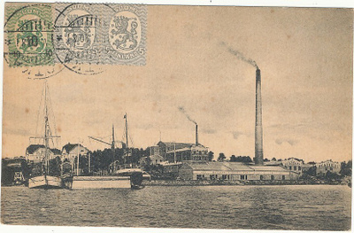 KOTKA, SOKERITEHDAS  -vanha kortti