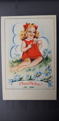 C. Stenberg vanha kulkematon onnittelu kortti v. 1940-50