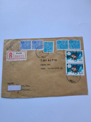 Postilähetyskuori R-merkillä Koitti 00353