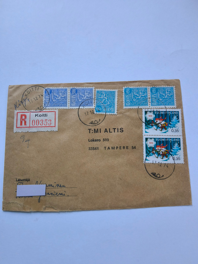 Postilähetyskuori R-merkillä Koitti 00353