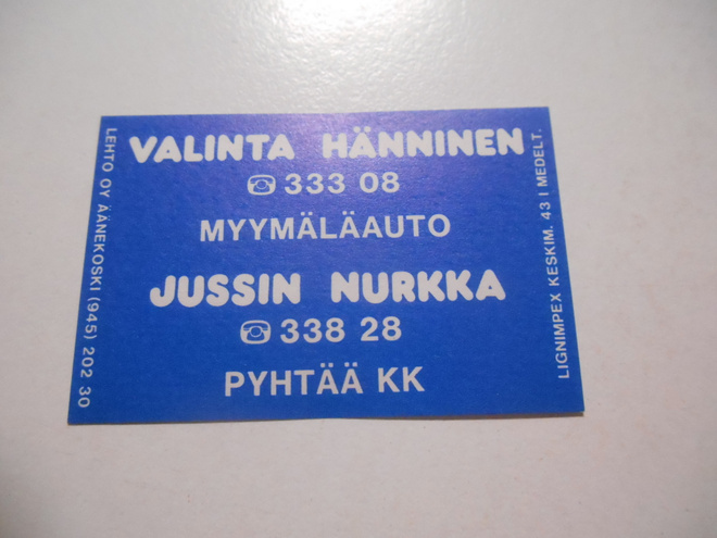 TT Etiketti Valinta Hänninen Myymäläauto Jussin Nurkka Pyhtä
