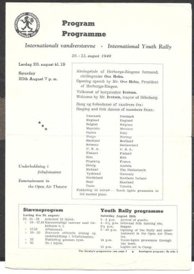 Käsiohjelma - International Youth Rally 1949