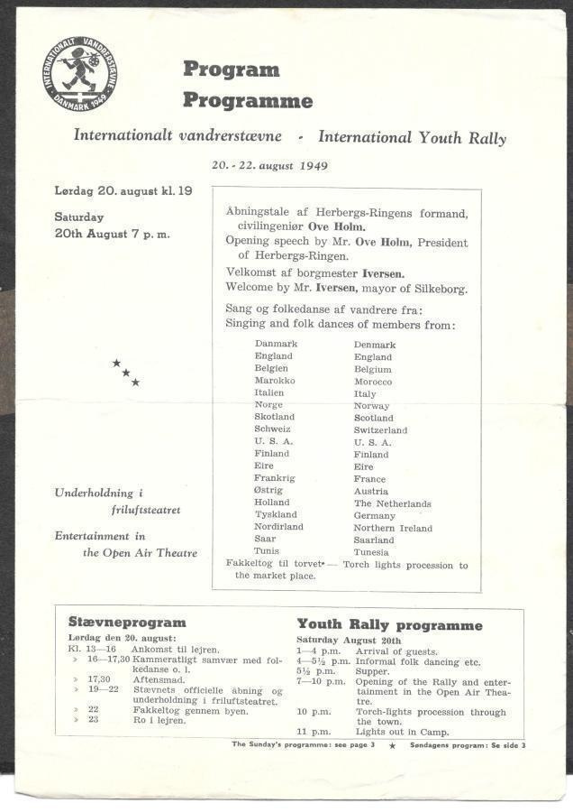 Käsiohjelma - International Youth Rally 1949