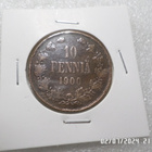 10 penniä 1900 tasaisesti patinoitunut siisti raha. - pikkukuva 1