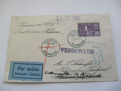 1949 Hki lentopostikuori Kuubaan ja takaisin