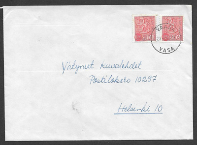 Postilähetys - Yl.m. 0,20mk (LAPE 2x557) Vaasa 23.2.1969
