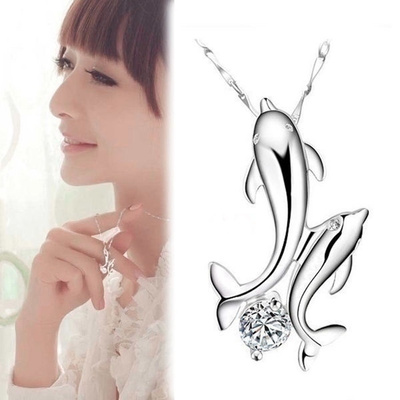 800 .. 925 Sterling Silver Double Dolphin .. Kaulakoru