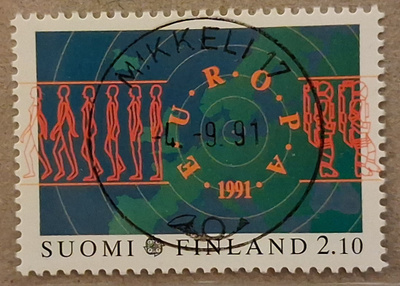 1991 2,10mk Eurooppa: Nappiloisto Mikkeli 4.9.91 (1204)