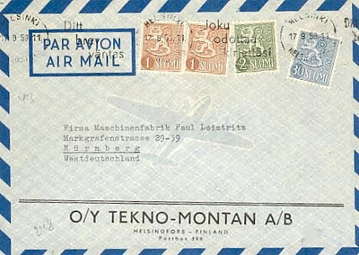 M54 1959 lentokirje Saksaan