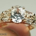 18 ..14K Kulta White Sapphire Kaunis .. Sormus - pikkukuva 4