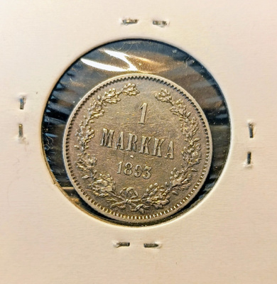 Suomi  1 mk 1893 Aleksanteri III , hyväkuntoinen 8/9 - hopea