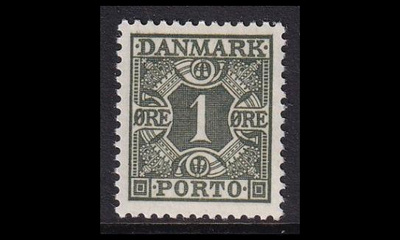 Tanska PORTO_25 ** 1 öre vih.musta ruututausta (1934)
