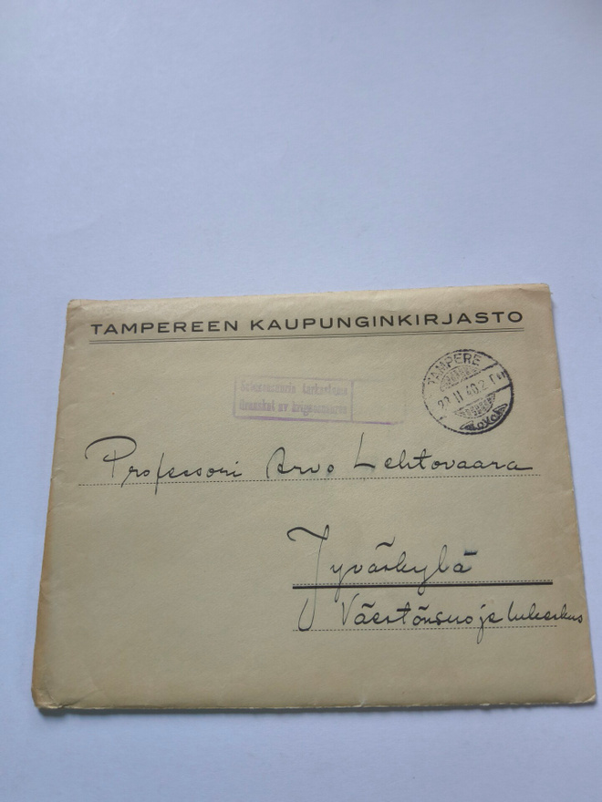 Sotasensuurin tarkastama 1940,postit kirjeessä,kts!