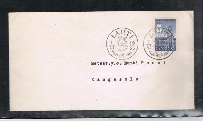 1955  Lahti  FDC blanko kuori