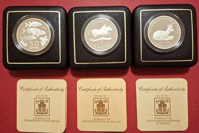 Conservation 3 x 28 g PROOF: Seychelles + Malawi + Jordan.