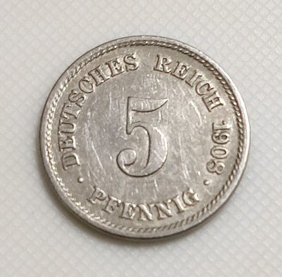 Saksa 5 Pfennig 1908G