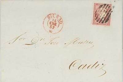 Espanja Mi 36 kirje 1857