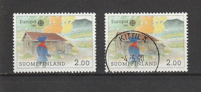 1990 Eurooppa 2,00mk:n merkki leimattuna ja leimaamattomana