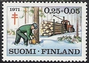 1971 Tuberkuloosi merkki 0,25 +0,05 mk ** LaPe 686