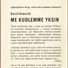 David Howarth; Me kuolemme yksin (Wsoy taskukirja 48) - pikkukuva 2
