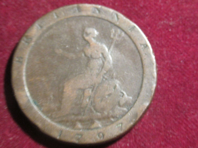 1 penny 1797. Iso-Britannia