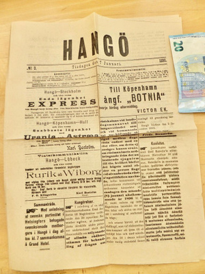 VANHA Lehti Sanomalehti Hanko Hangö N 3 7.1.1896