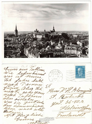 Vanha kortti, Viro, Tallinna, vuodelta 1938