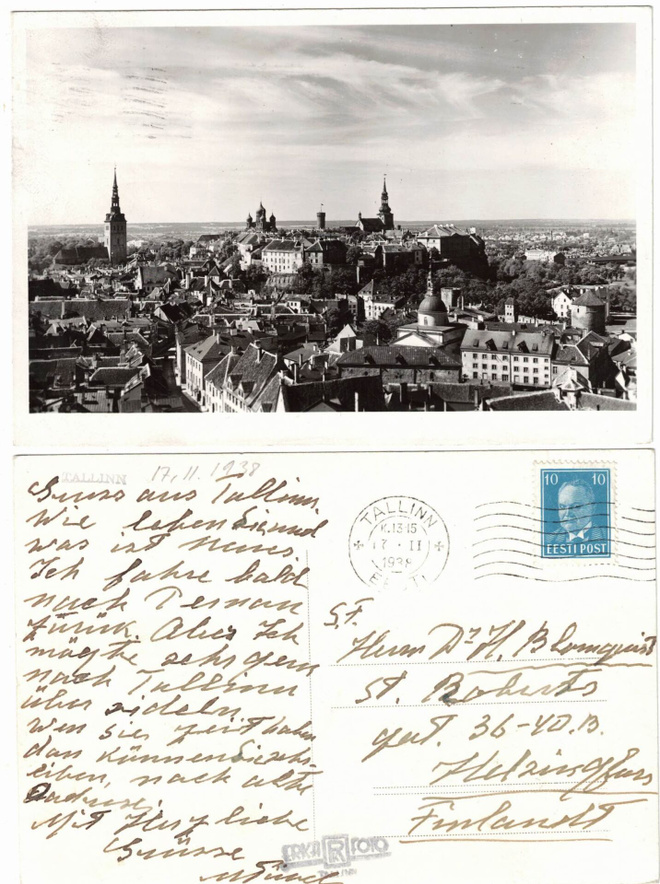 Vanha kortti, Viro, Tallinna, vuodelta 1938