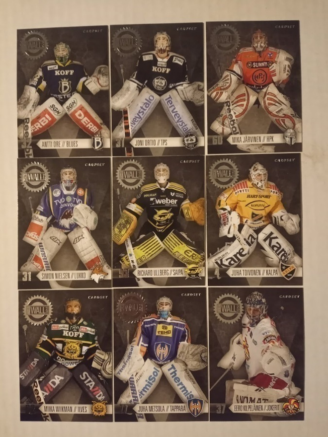 2012-13 Cardset The Wall täysi setti 1-9