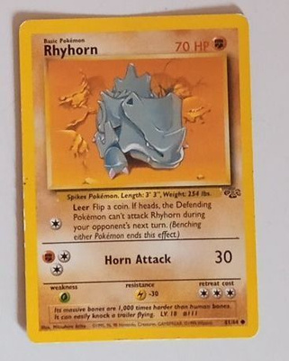 MAATYYPIN POKEMON KORTTI RHYHORN , VANHA