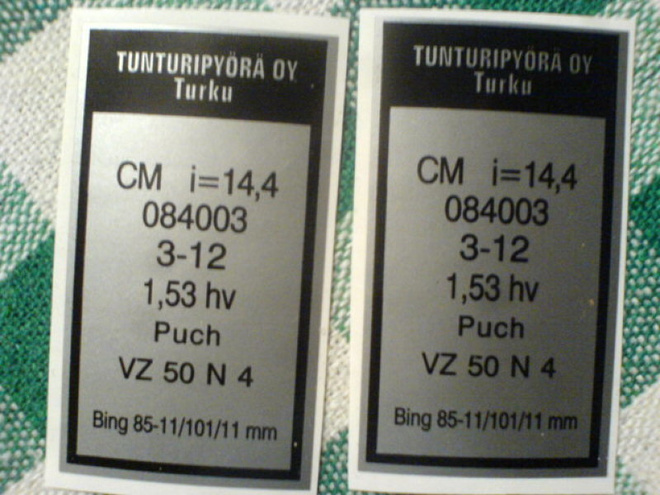 tyyppikilpi-tarra 084003 Tunturi Break kaikki vuodet