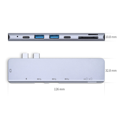 7-in-1 Dual USB-C monitoiminen Hub Macbook