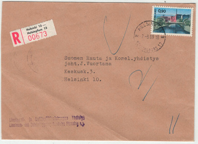 M63 1968 90p Tampere kirjattu kirje