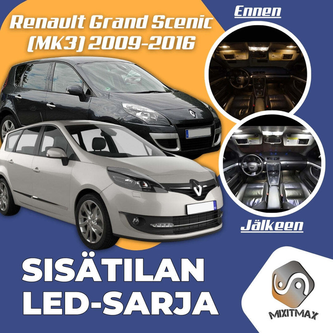 Renault Grand Scenic III Sisätilan LED-sarja 16-