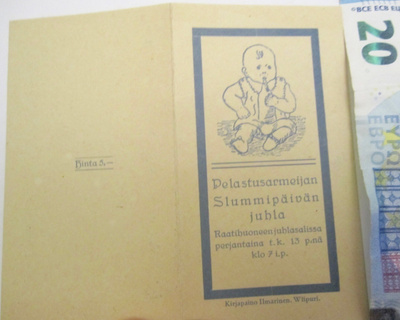 VANHA Ohjelma Pelastusarmeija Slummipäivä Viipuri 1920-l