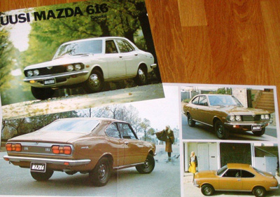 1975 Mazda 616 Capella esite - KUIN UUSI -  suomalainen