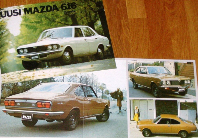 1975 Mazda 616 Capella esite - KUIN UUSI -  suomalainen