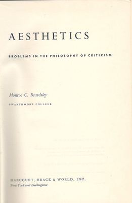 Monroe C. Beardsley: Aesthetics