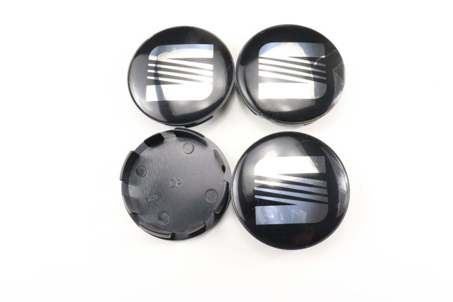 Seat vannekeskiöt – Musta-Kromi – 60mm (4kpl sar