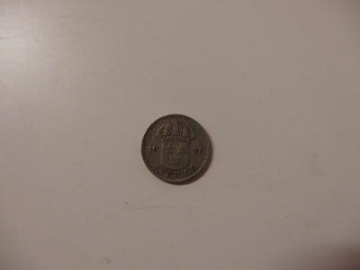 Vanha ruotsalainen hopeakolikko, 25 öre vuodelta 1928