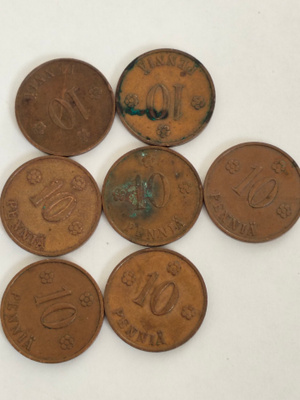 10 penniä 1934 7kpl
